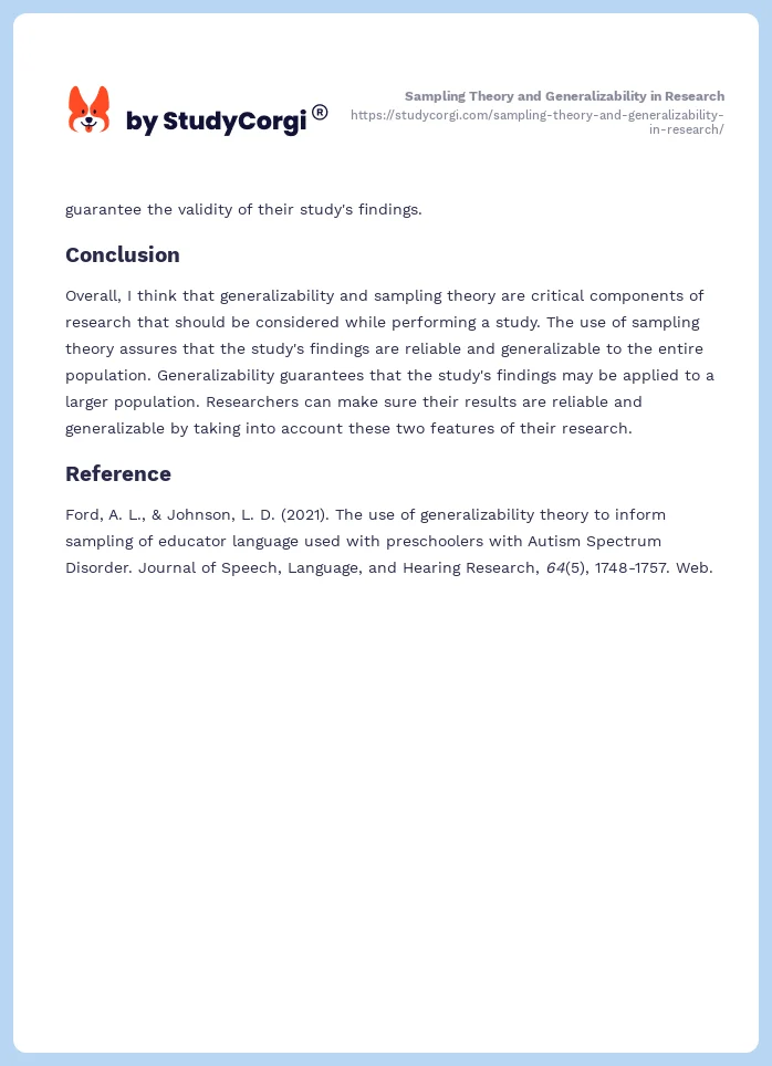 Sampling Theory and Generalizability in Research. Page 2