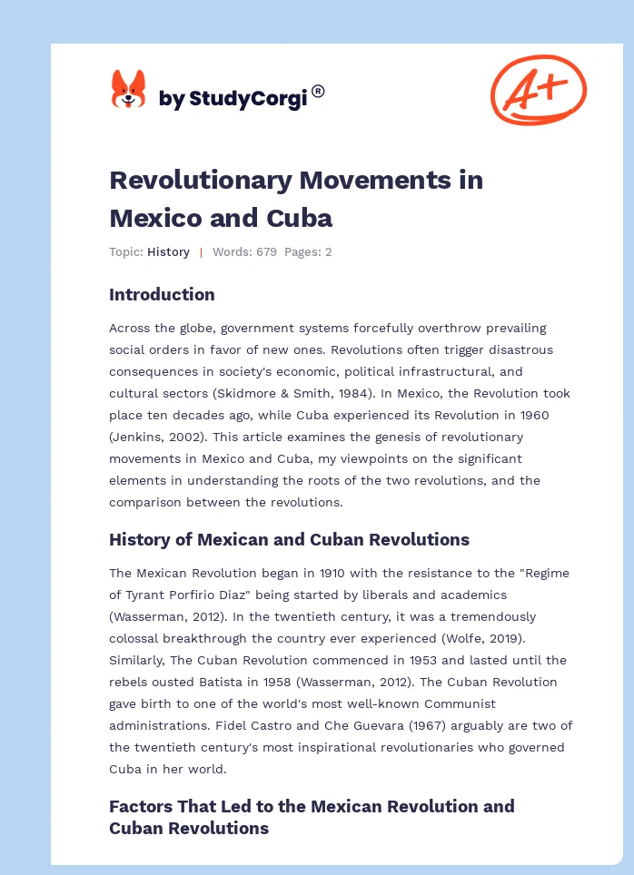 Revolutionary Movements in Mexico and Cuba. Page 1