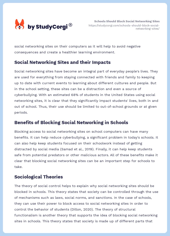 Schools Should Block Social Networking Sites. Page 2