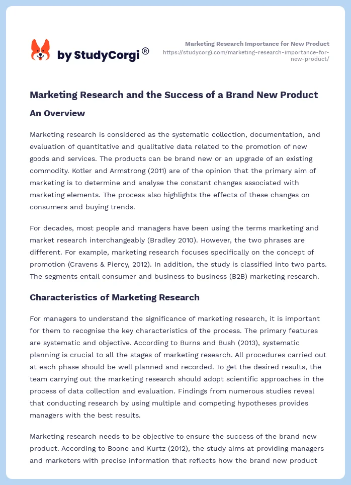 Marketing Research Importance for New Product. Page 2