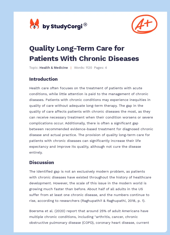 Quality Long-Term Care for Patients With Chronic Diseases. Page 1