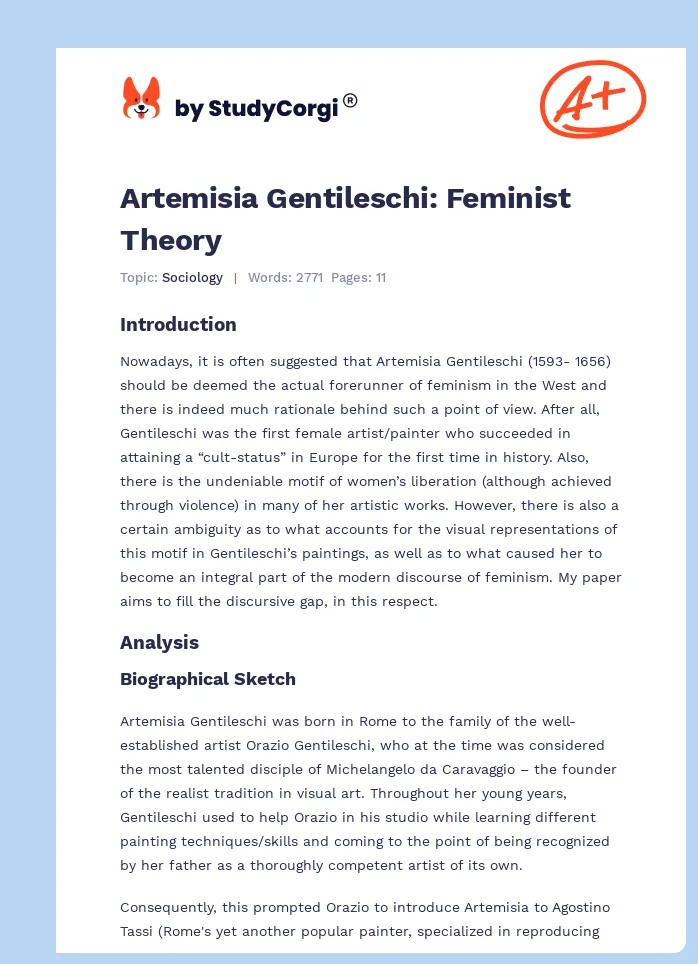 Artemisia Gentileschi: Feminist Theory. Page 1