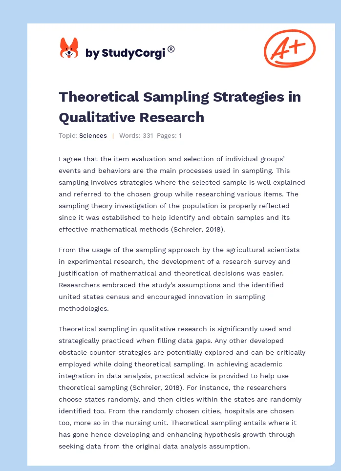Theoretical Sampling Strategies in Qualitative Research. Page 1