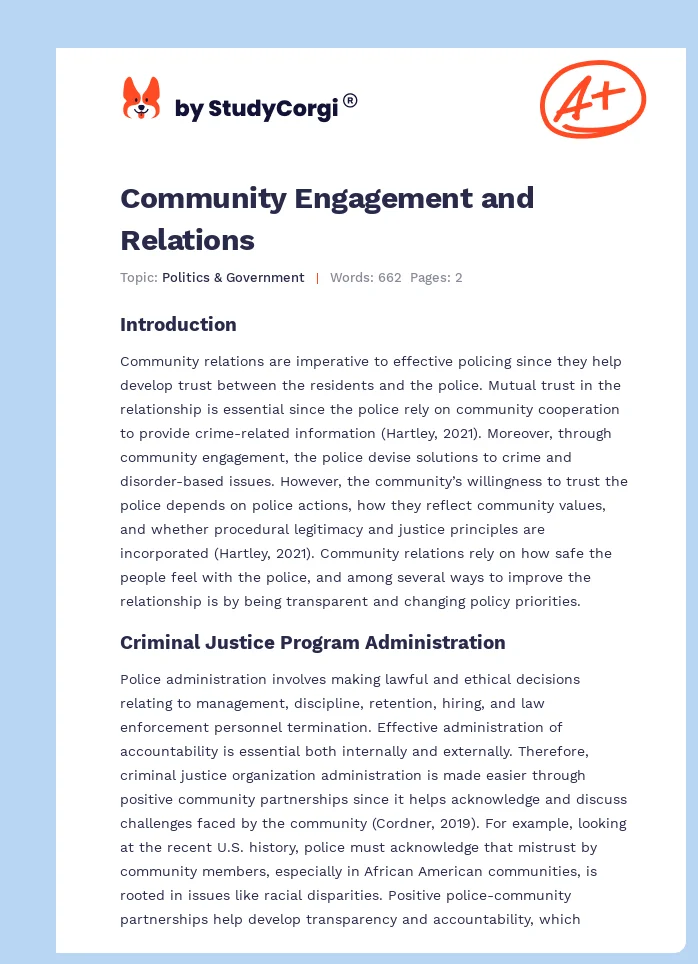 Community Engagement and Relations. Page 1