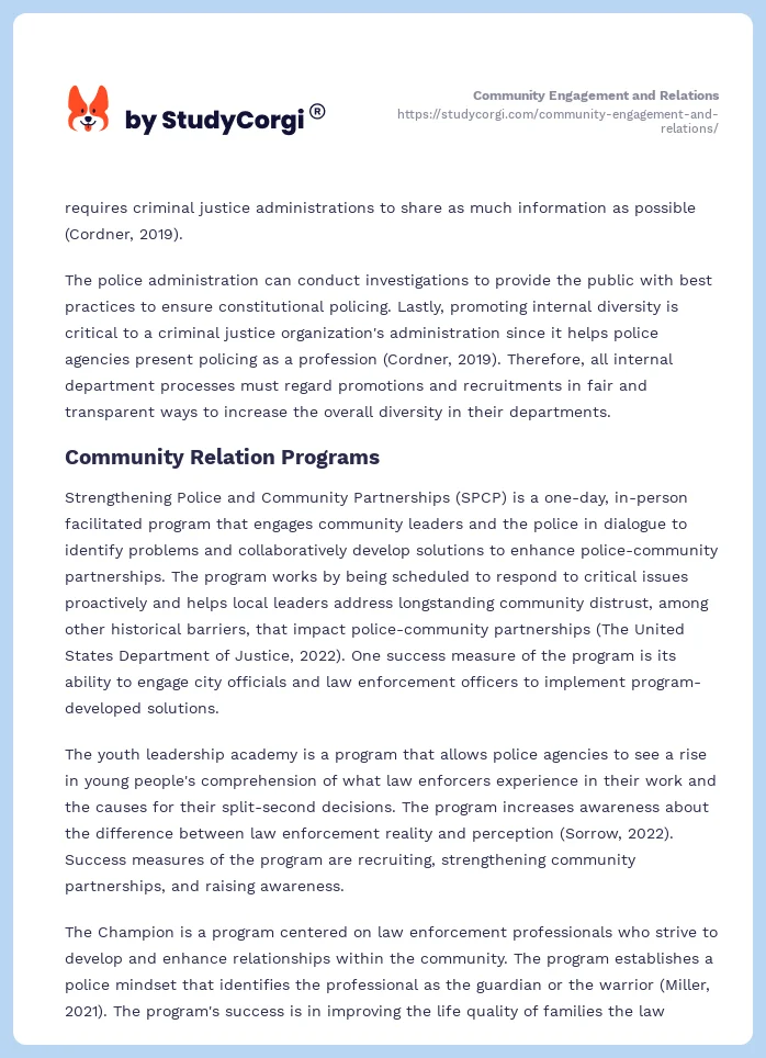 Community Engagement and Relations. Page 2