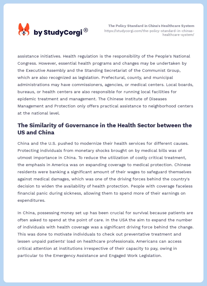 The Policy Standard in China's Healthcare System. Page 2