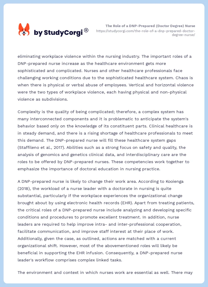 The Role of a DNP-Prepared (Doctor Degree) Nurse. Page 2