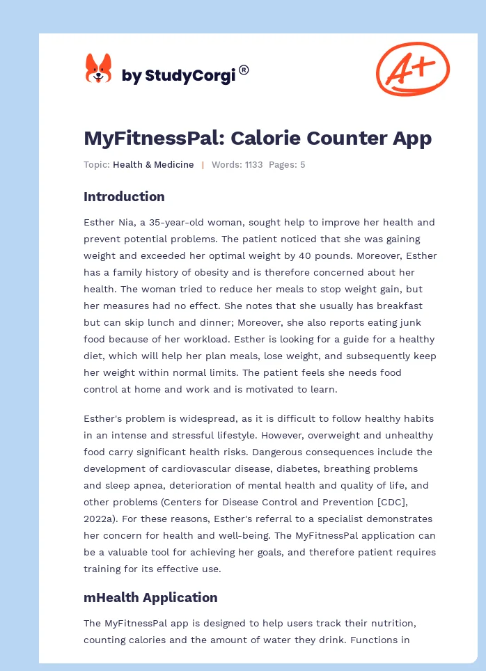 MyFitnessPal: Calorie Counter App. Page 1
