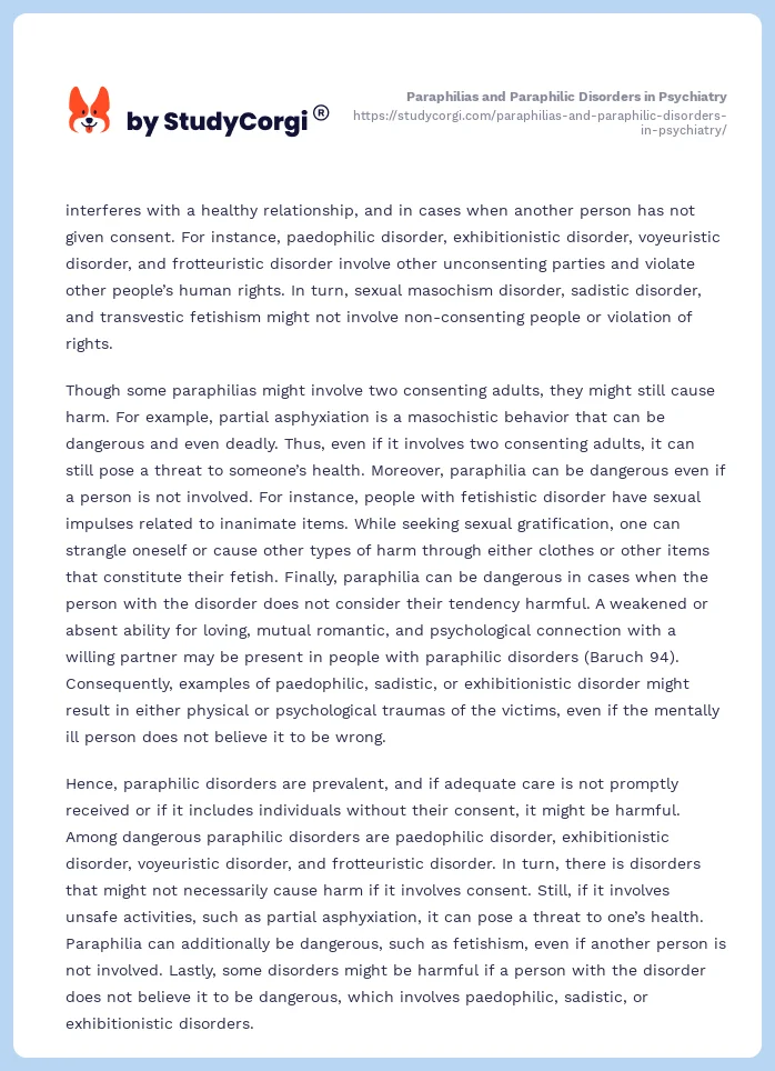 Paraphilias and Paraphilic Disorders in Psychiatry. Page 2