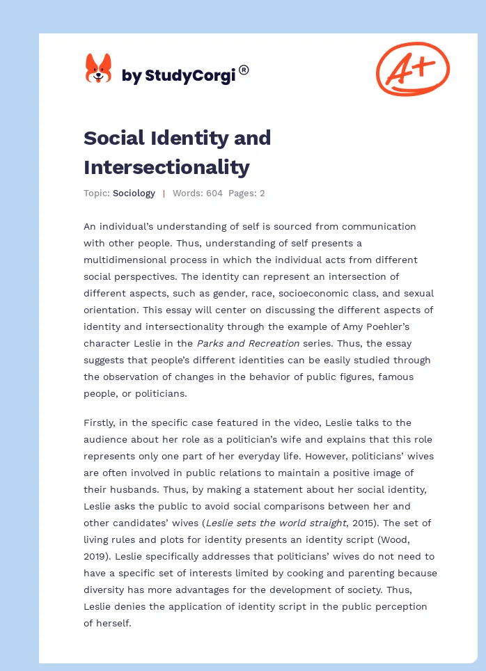 Social Identity and Intersectionality. Page 1