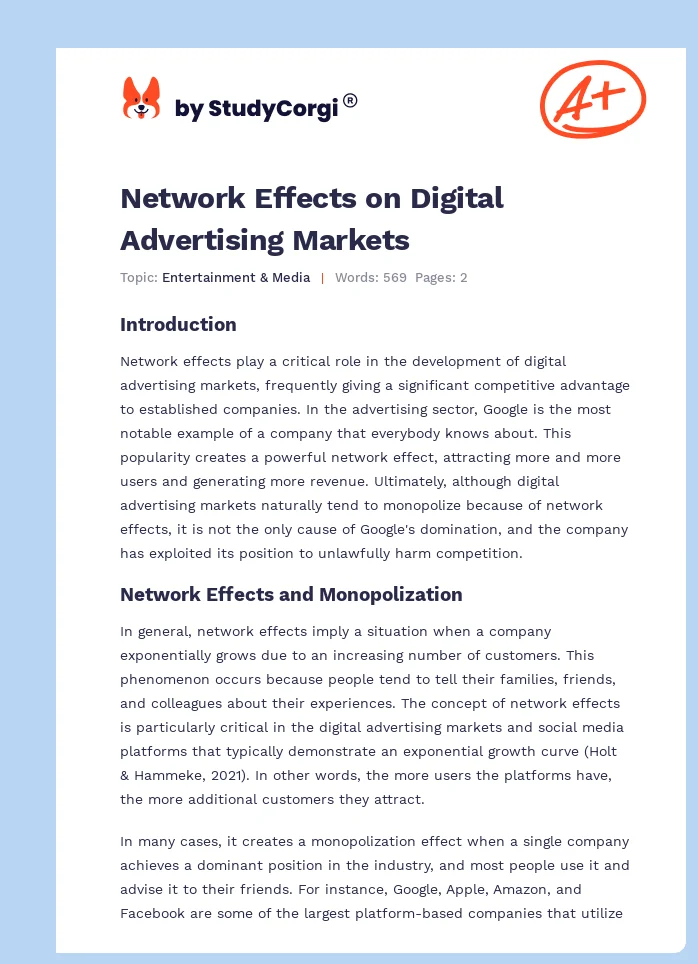 Network Effects on Digital Advertising Markets. Page 1