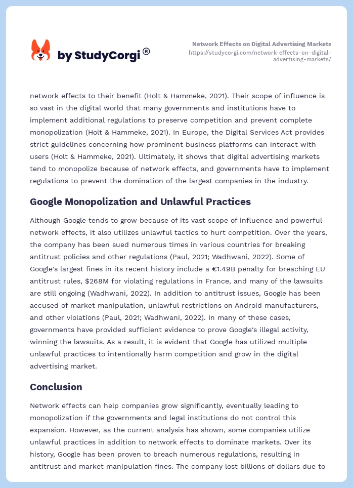 Network Effects on Digital Advertising Markets. Page 2