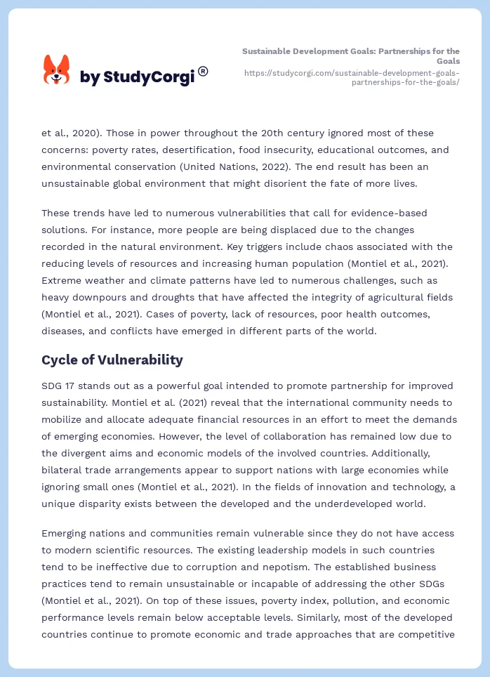Sustainable Development Goals: Partnerships for the Goals. Page 2