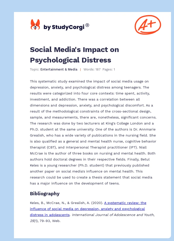 Social Media's Impact on Psychological Distress. Page 1