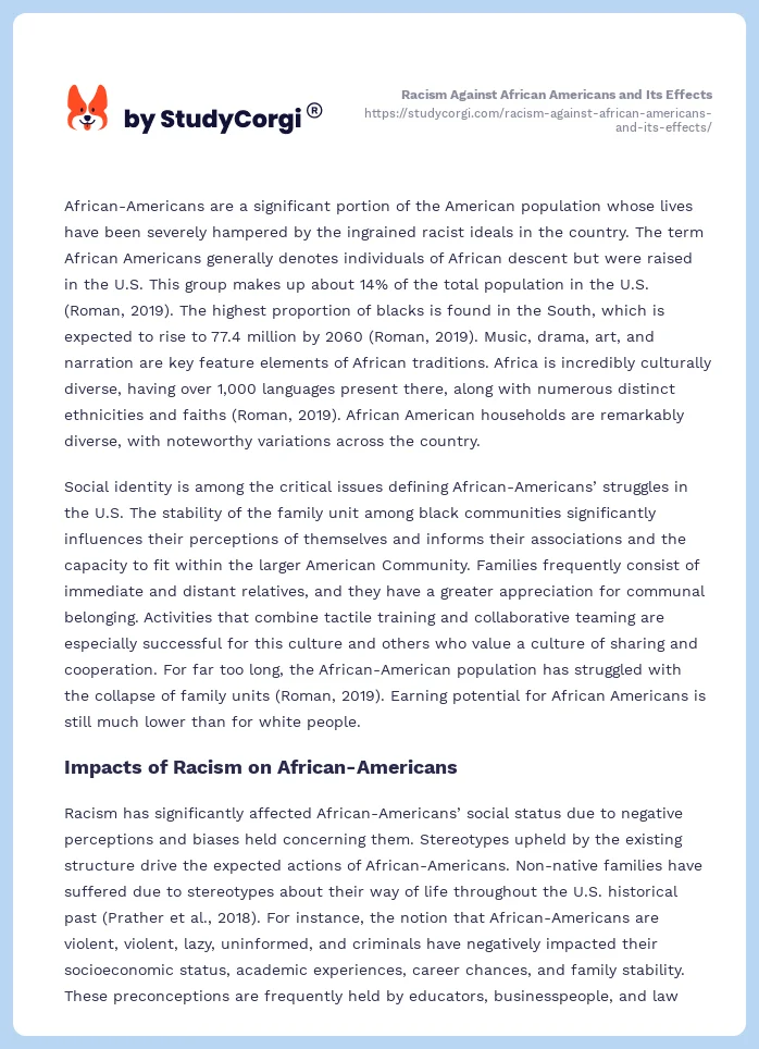 Racism Against African Americans and Its Effects. Page 2