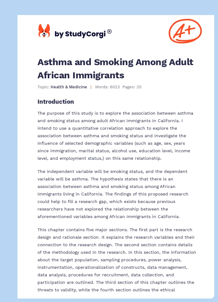 Asthma and Smoking Among Adult African Immigrants. Page 1