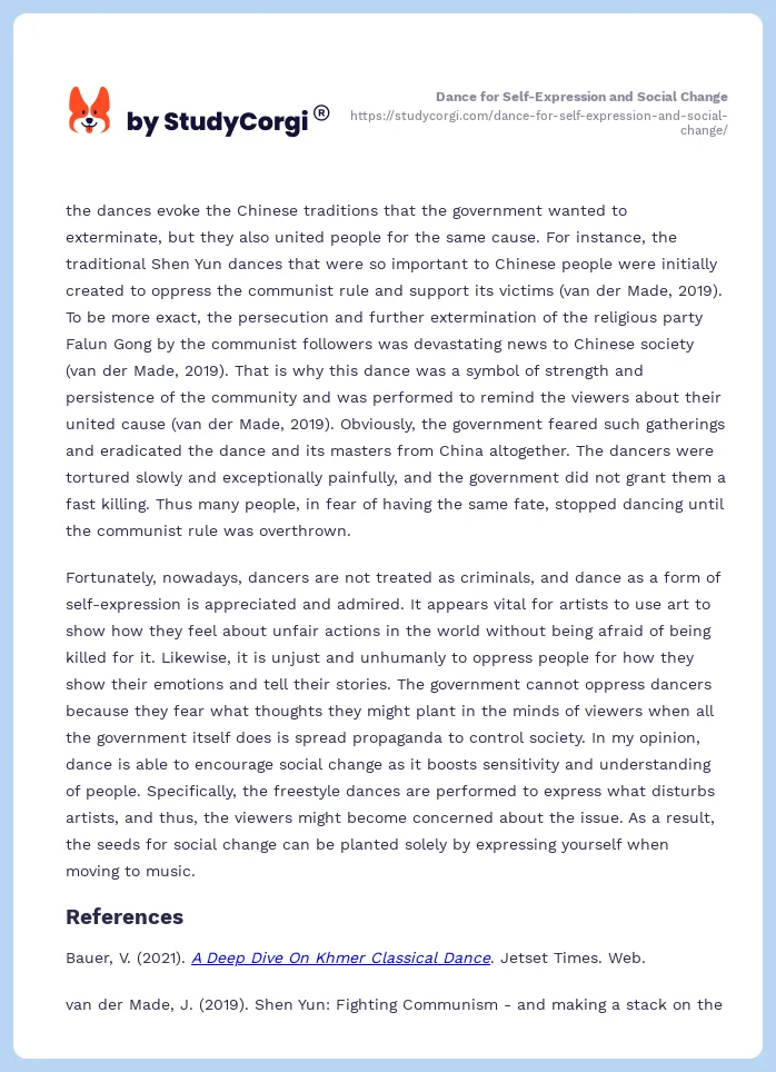 Dance for Self-Expression and Social Change. Page 2