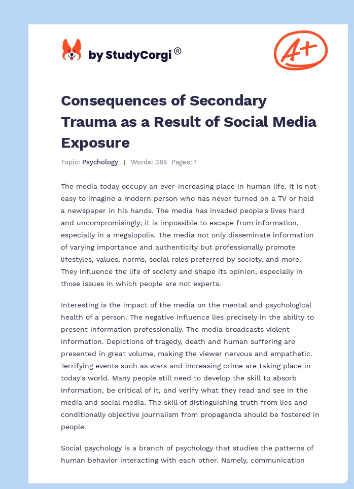 Consequences of Secondary Trauma as a Result of Social Media Exposure. Page 1