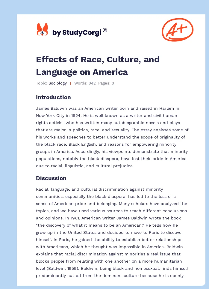 Effects of Race, Culture, and Language on America. Page 1
