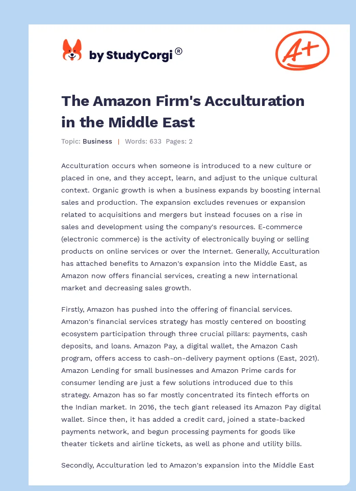 The Amazon Firm's Acculturation in the Middle East. Page 1