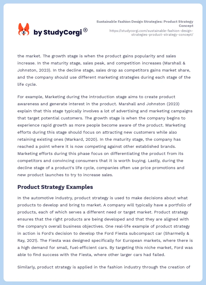 Sustainable Fashion Design Strategies: Product Strategy Concept. Page 2