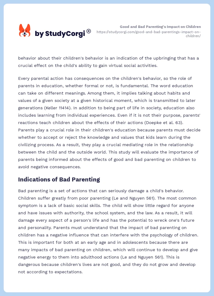 Good and Bad Parenting's Impact on Children. Page 2