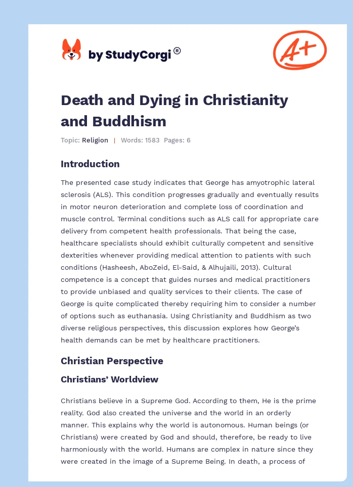 Death and Dying in Christianity and Buddhism. Page 1