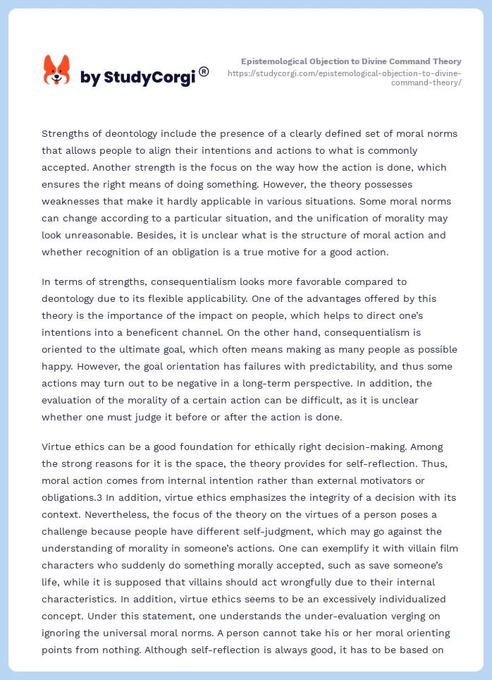 Epistemological Objection to Divine Command Theory. Page 2
