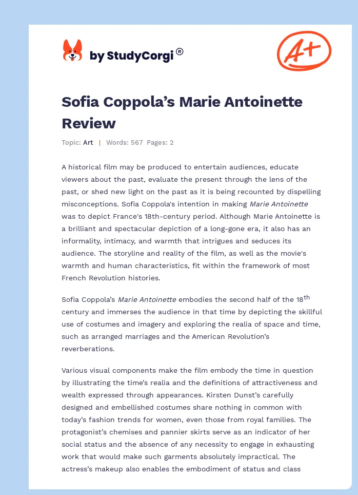 Sofia Coppola’s Marie Antoinette Review. Page 1