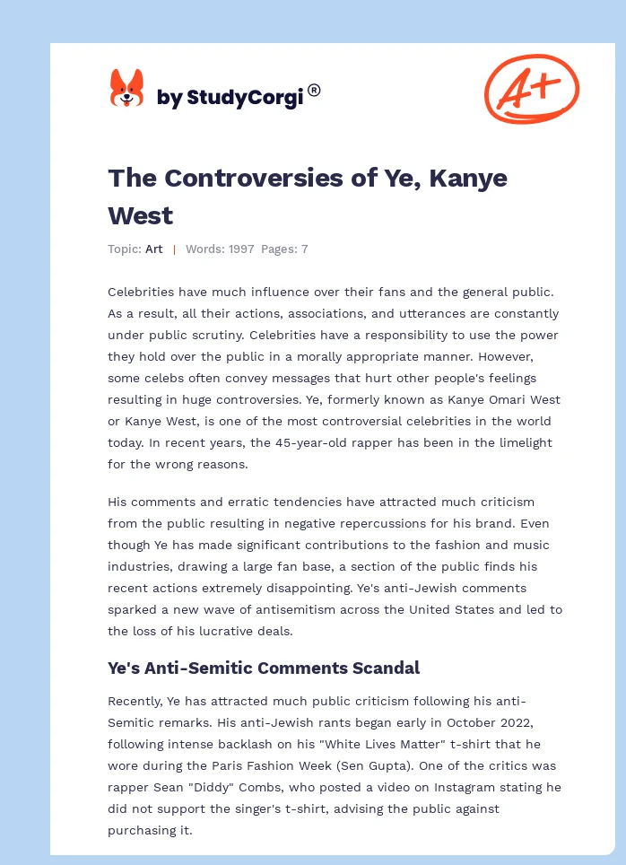 The Controversies of Ye, Kanye West. Page 1