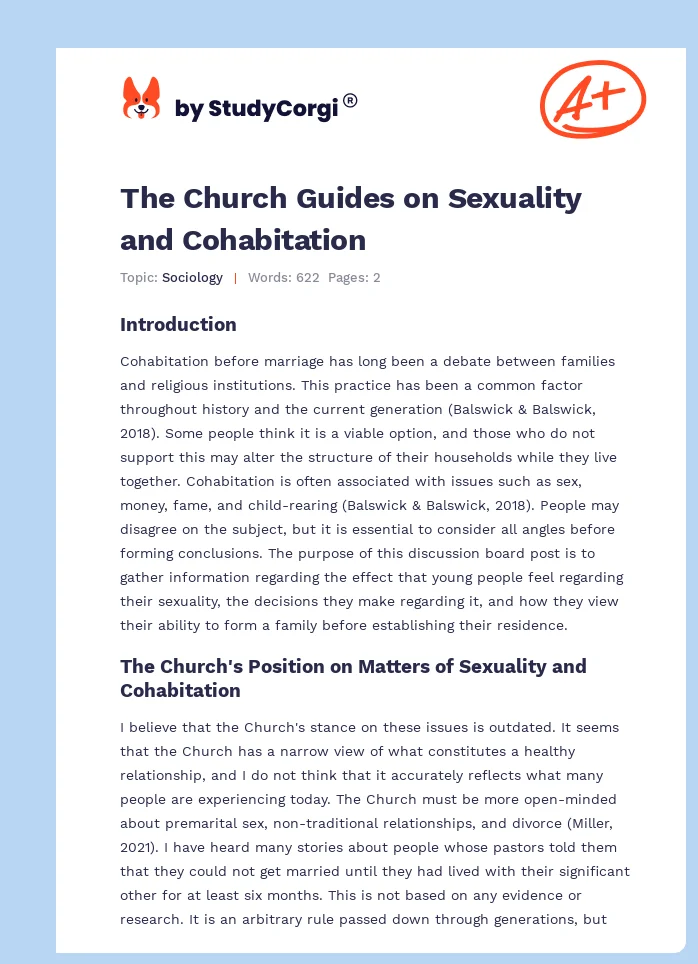 The Church Guides on Sexuality and Cohabitation. Page 1
