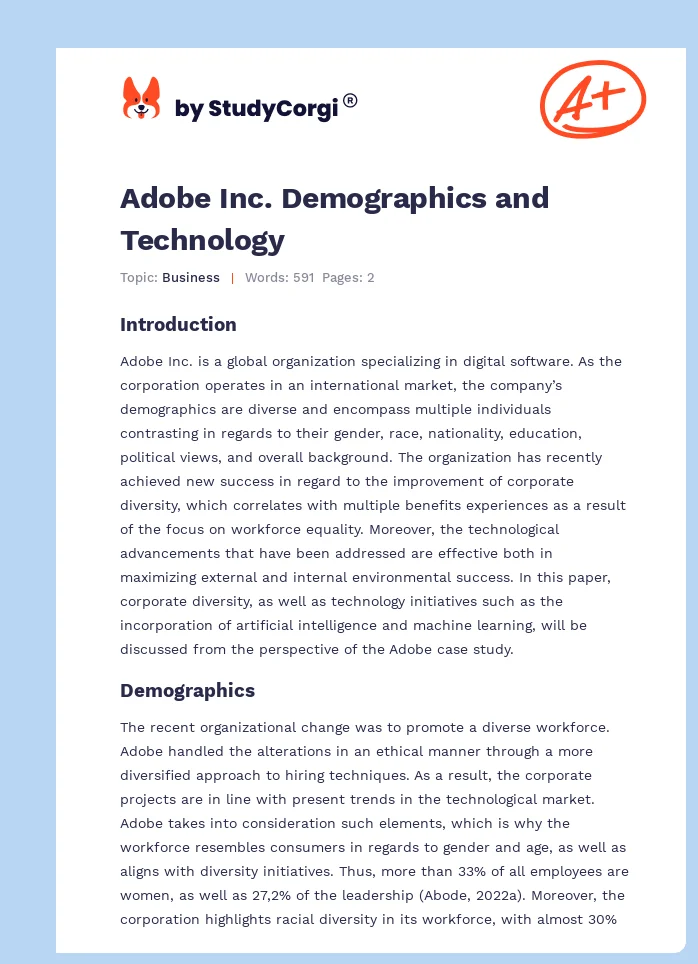 Adobe Inc. Demographics and Technology. Page 1