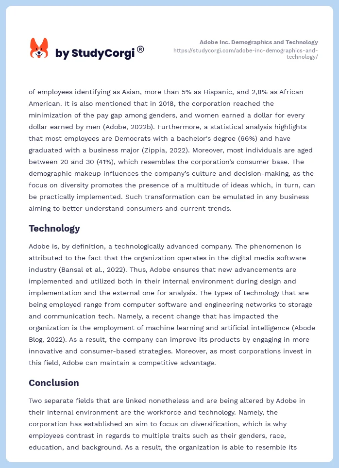 Adobe Inc. Demographics and Technology. Page 2