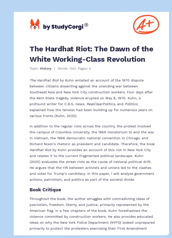 The Hardhat Riot: The Dawn of the White Working-Class Revolution. Page 1