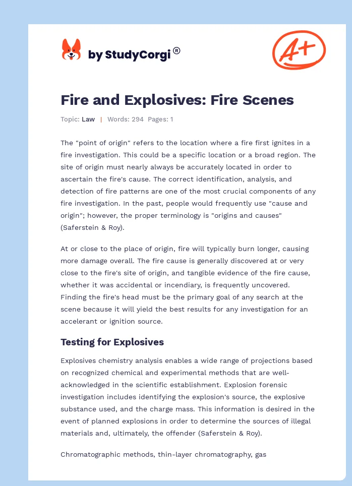 Fire and Explosives: Fire Scenes. Page 1