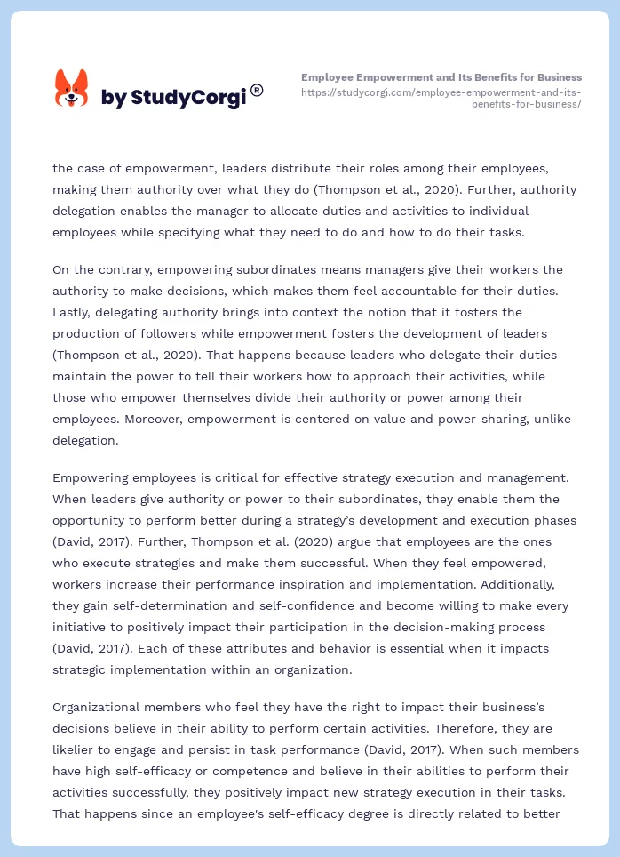 Employee Empowerment and Its Benefits for Business. Page 2