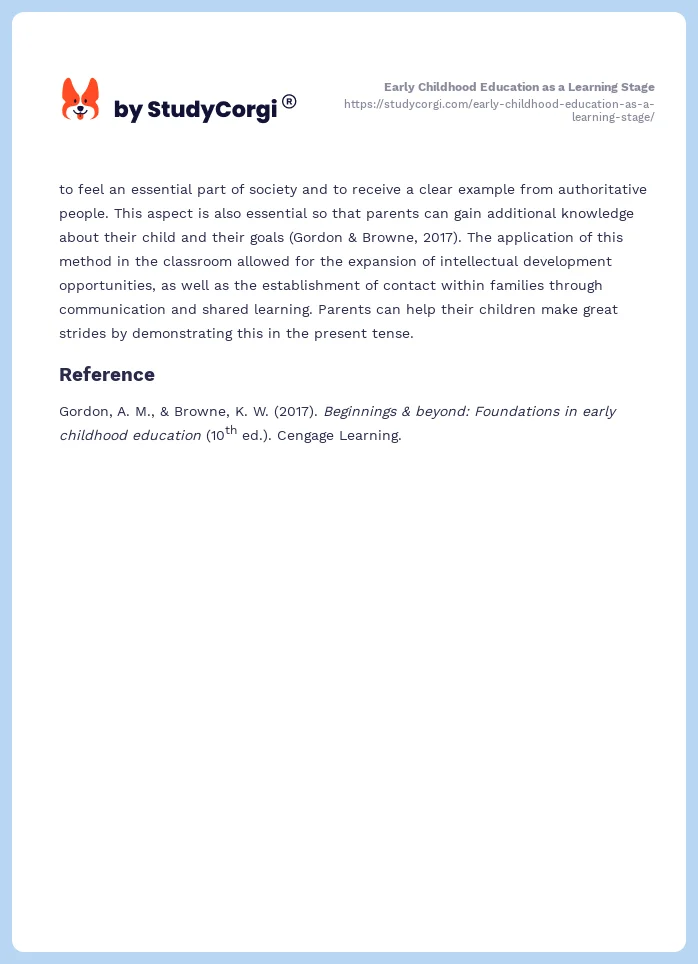 Early Childhood Education as a Learning Stage. Page 2