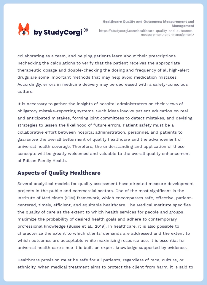 Healthcare Quality and Outcomes: Measurement and Management. Page 2