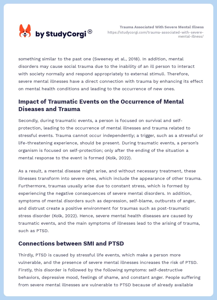 Trauma Associated With Severe Mental Illness. Page 2
