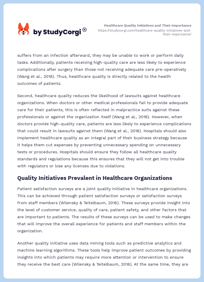 Healthcare Quality Initiatives and Their Importance. Page 2