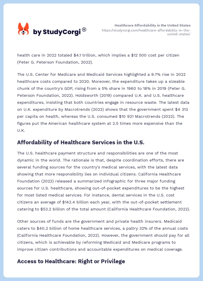 Healthcare Affordability in the United States. Page 2