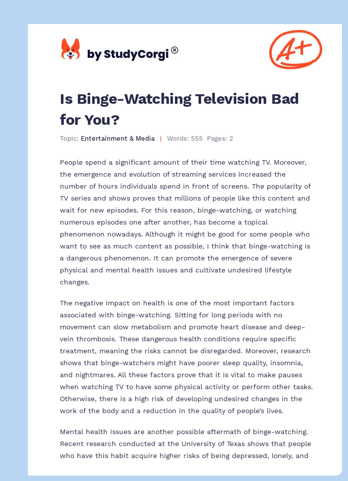 Is Binge-Watching Television Bad for You?. Page 1