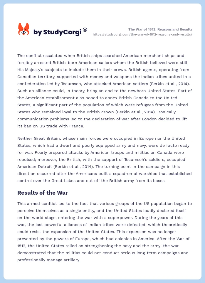 The War of 1812: Reasons and Results. Page 2