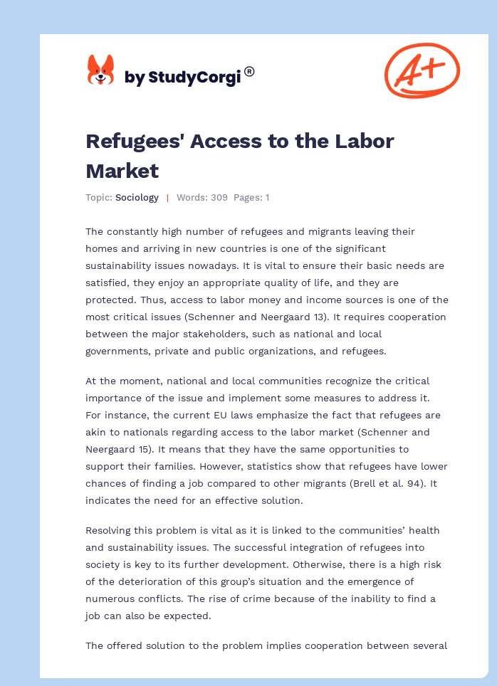 Refugees' Access to the Labor Market. Page 1