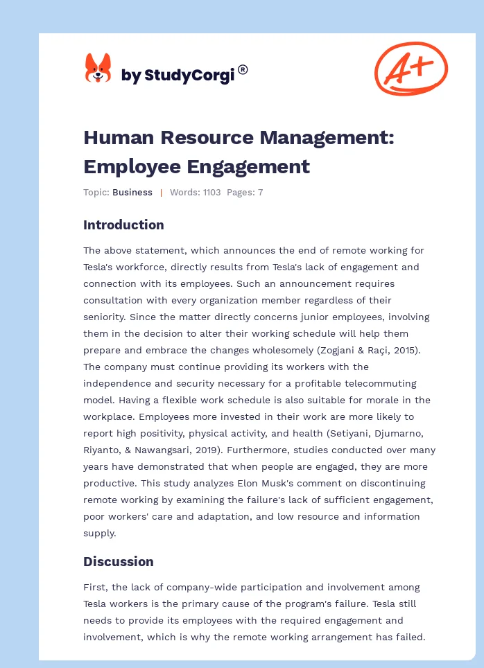 Human Resource Management: Employee Engagement. Page 1