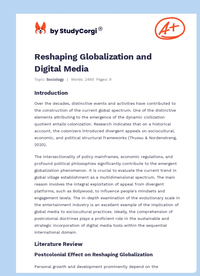 Reshaping Globalization and Digital Media. Page 1