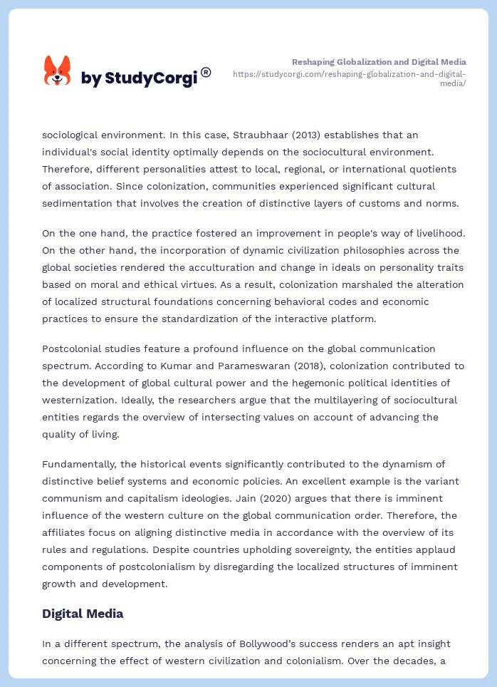 Reshaping Globalization and Digital Media. Page 2