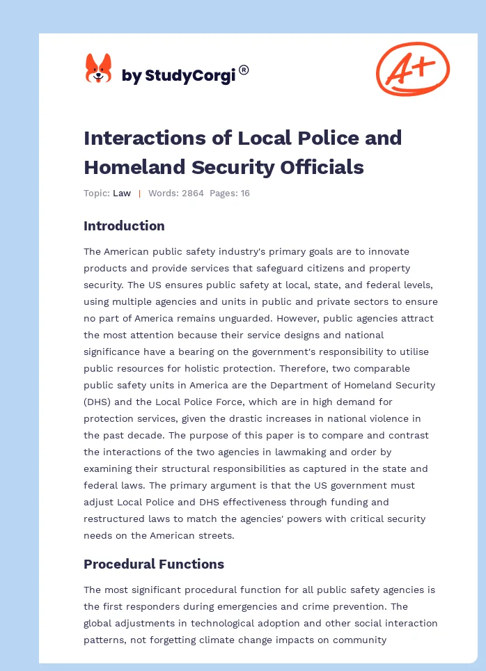 Interactions of Local Police and Homeland Security Officials. Page 1