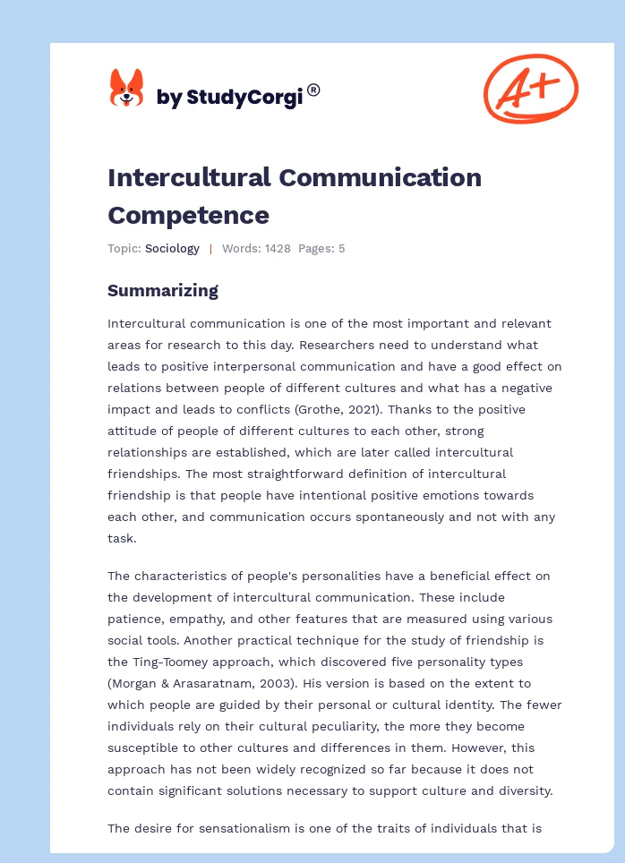 essay on intercultural communication competence