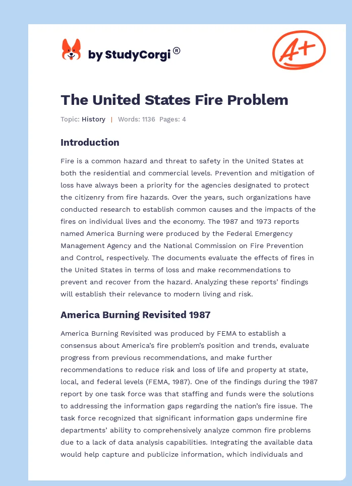 The United States Fire Problem. Page 1